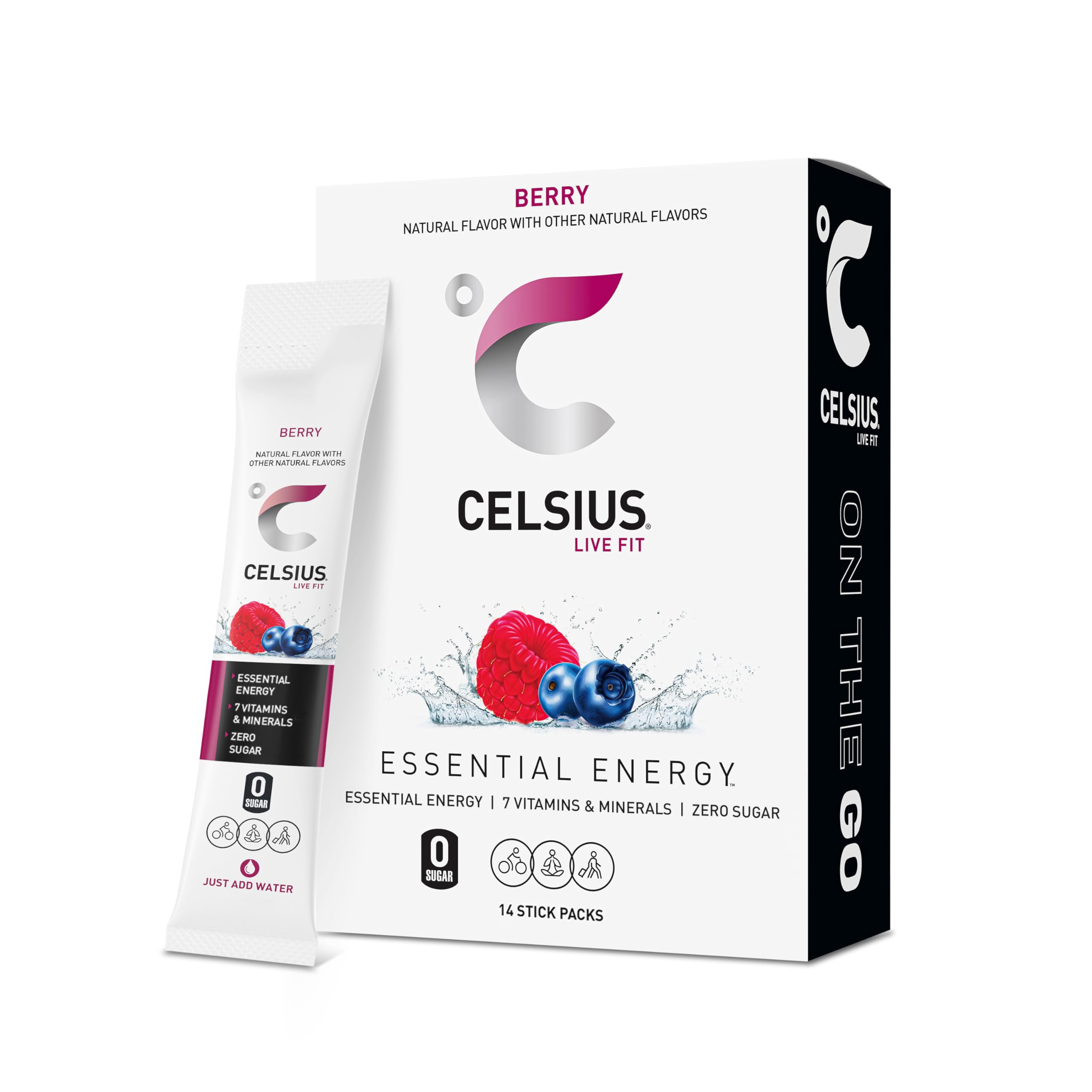 Celsius Berry Blast Energy Powder Sticks – Sugar-Free Pre-Workout (14 Pack)