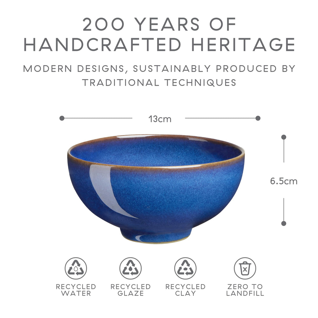 Denby Imperial Blue Rice Bowls – Set of 4 Handcrafted Ceramic Stoneware