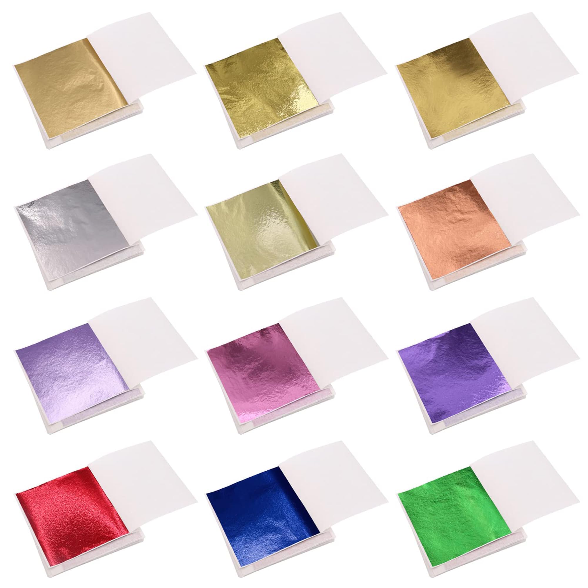 600 Sheets Imitation Gold Leaf Foil Paper - 12 Colors