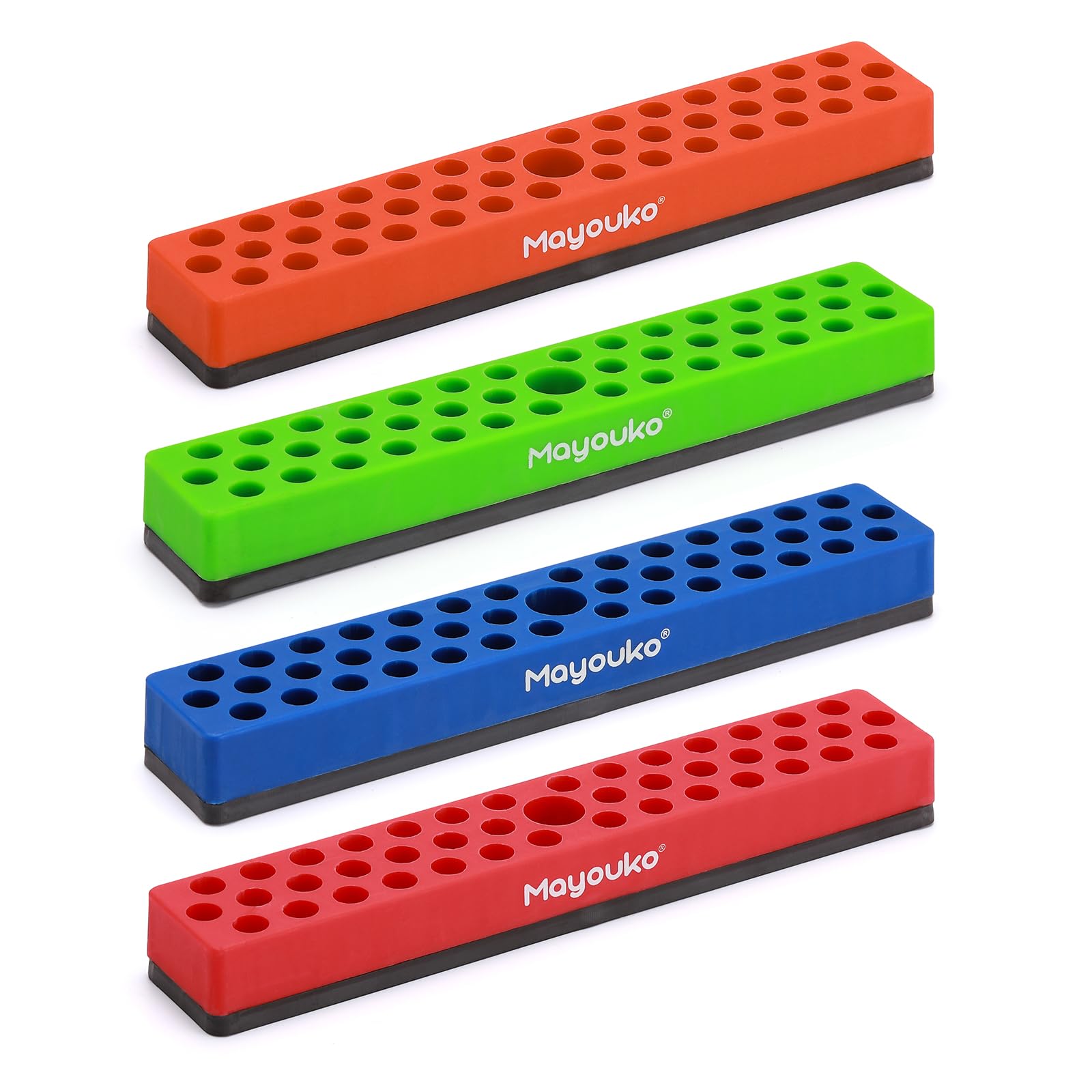 Mayouko 4PCS Magnetic Hex Bit Holder Rack – 172 Hole Drill Bit Organizer