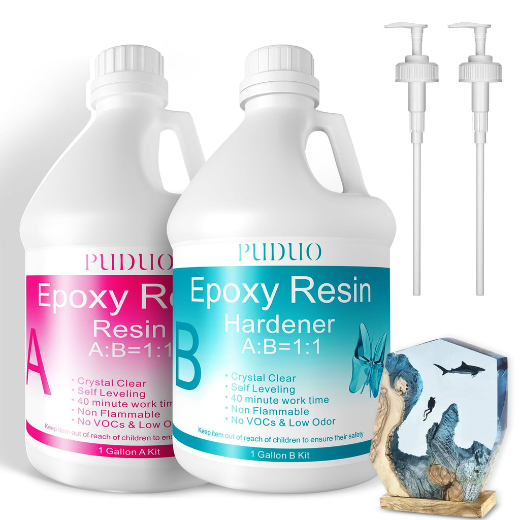 Puduo Crystal Clear Epoxy Resin Kit – 1 Gallon Fast Curing Casting Resin