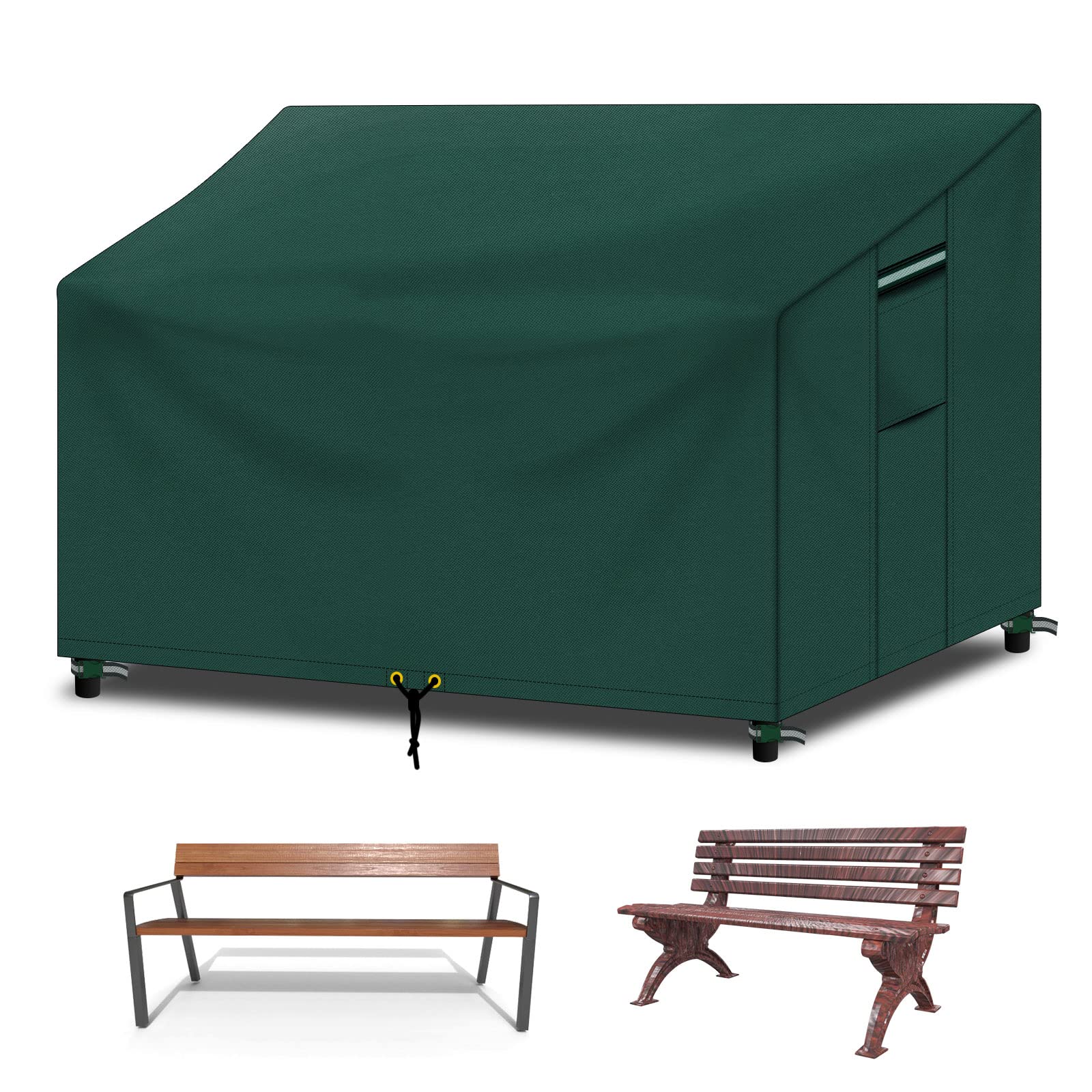 RICHIE 2 Seater Garden Bench Cover | Heavy-Duty 600D Oxford Fabric - Green