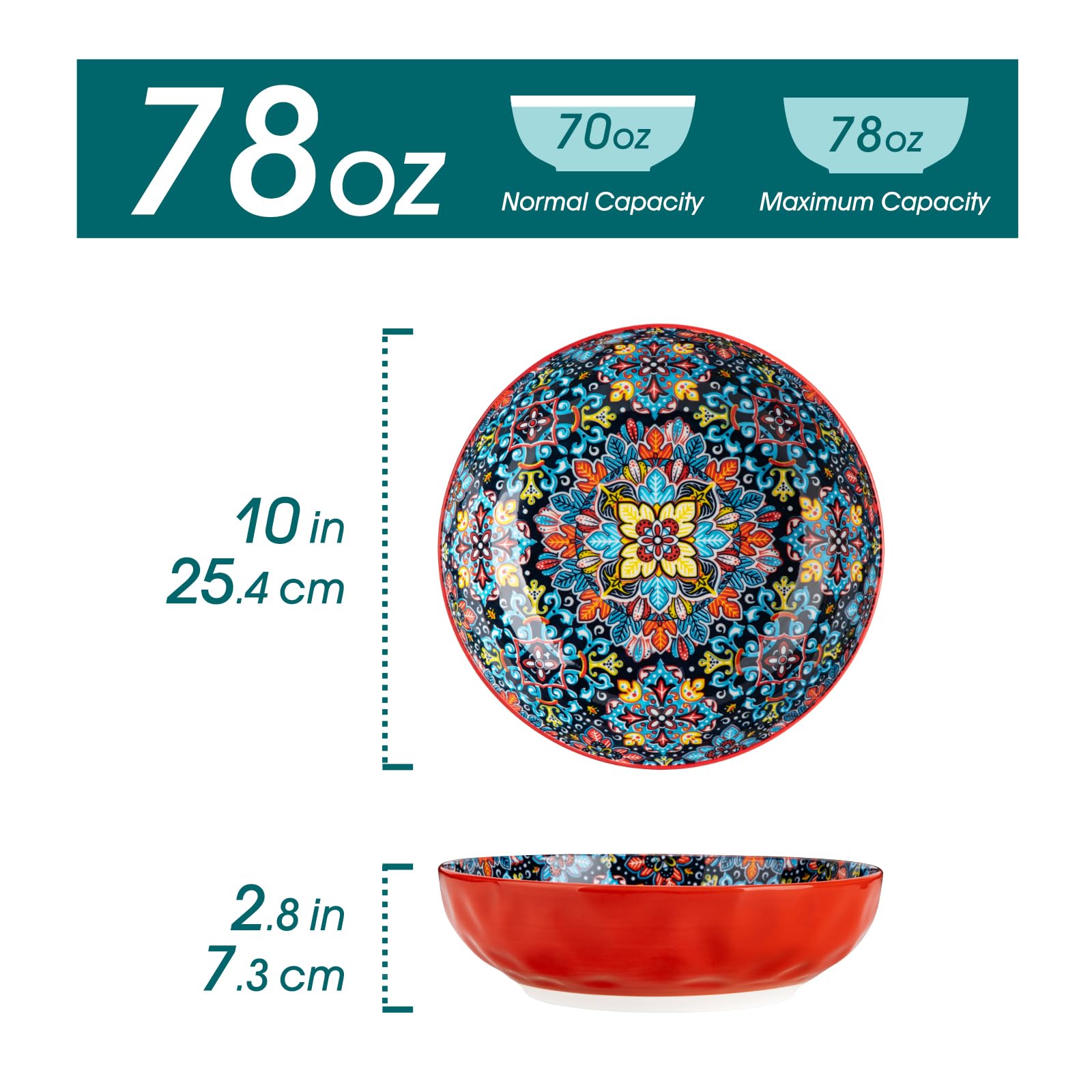 vancasso SIMI 78 oz Large Porcelain Salad Bowls – Set of 2 Serving Bowls