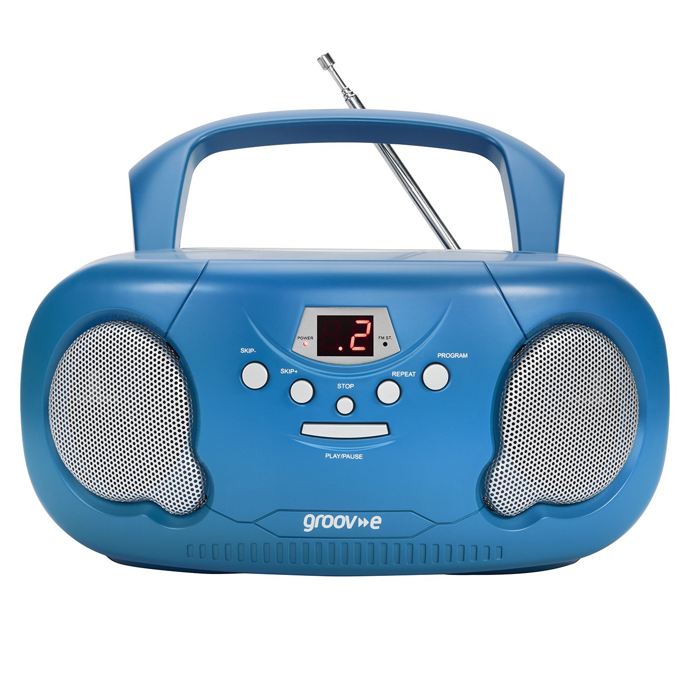 Groov-e Original Boombox: Portable CD Player with Bluetooth - Blue