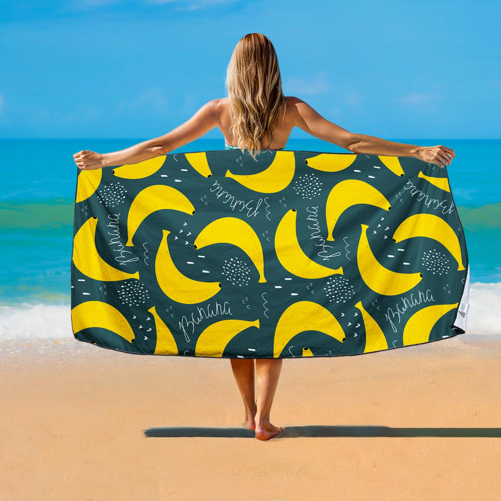 Violetpos Banana Doodle Beach Towel, Extra Large 180x90 cm 250GSM Microfibre, Sand Free Quick Dry - image 2