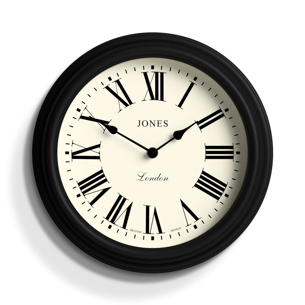 Jones Clocks Venetian Wall Clock | 30cm Black Roman Numeral Design