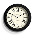 Jones Clocks Venetian Wall Clock | 30cm Black Roman Numeral Design