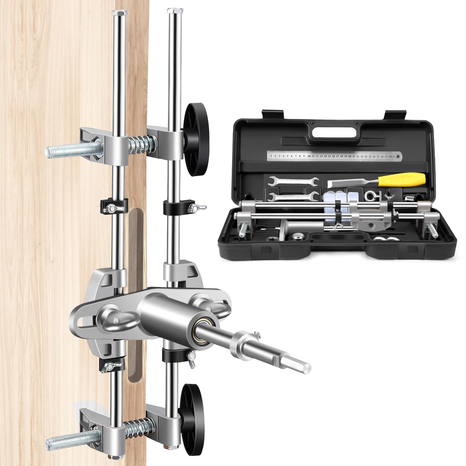 Jolof Store Door Lock Mortiser Kit | Woodworking Jig with 3 Cutters