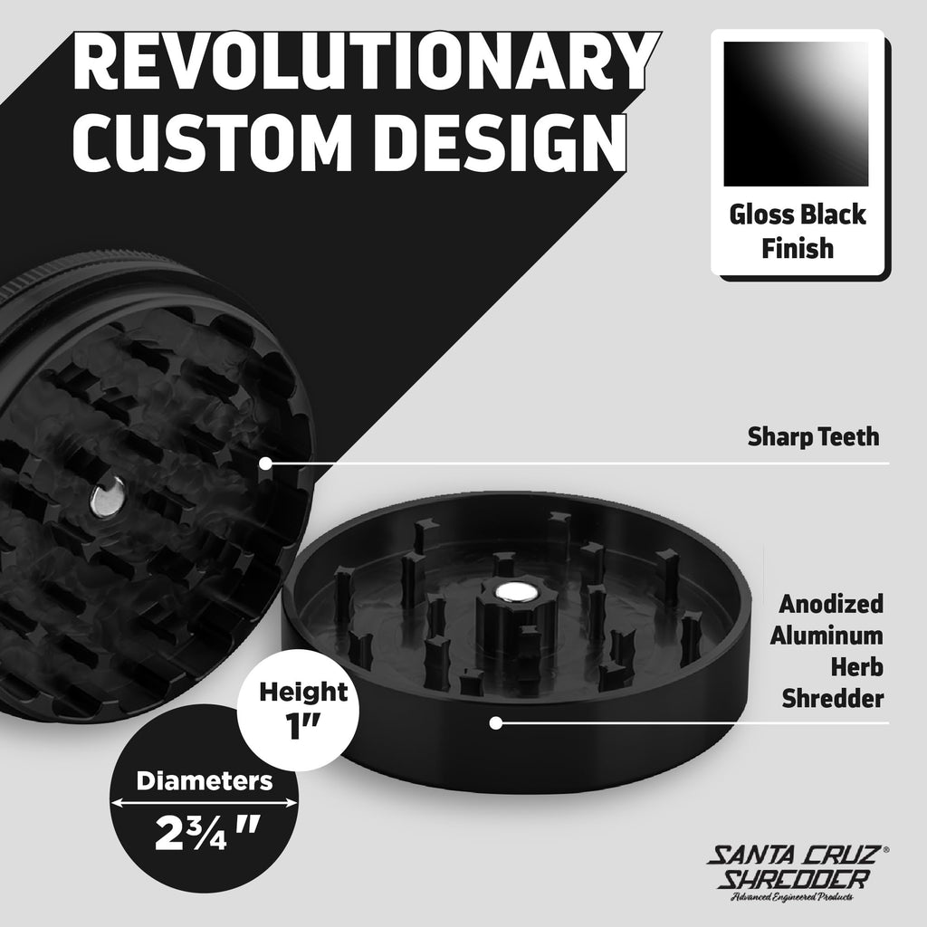 Santa Cruz Shredder 2-Piece Large 2.7" Metal Herb Grinder - Black