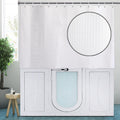 White Waffle Fabric Short Shower Curtain for Walk-in Tubs