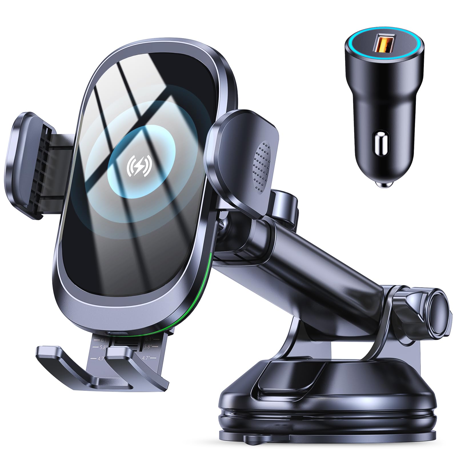 Glangeh 15W Fast Wireless Car Charger Mount with Suction Cup Holder