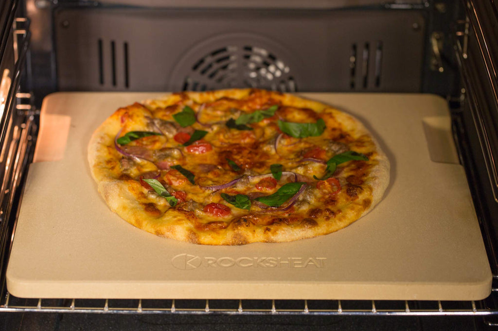 ROCKSHEAT Rectangular Pizza Stone with Handles for Oven and Grill, 1.7cm