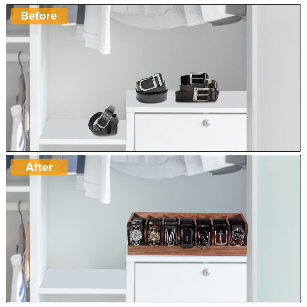 Belt Organizer, 7 Compartment Belt Holder Belt Hanger Closet and Belt Organizer for Drawer,Belt Rack, Belt Storage Organizer - image 4