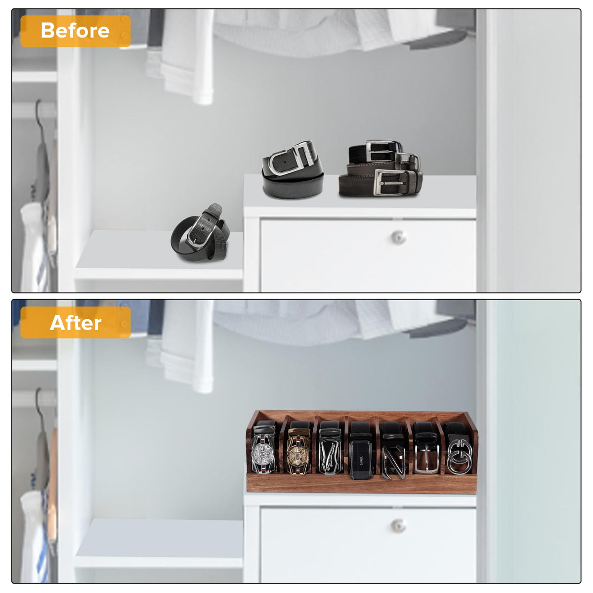 Belt Organizer, 7 Compartment Belt Holder Belt Hanger Closet and Belt Organizer for Drawer,Belt Rack, Belt Storage Organizer - image 4