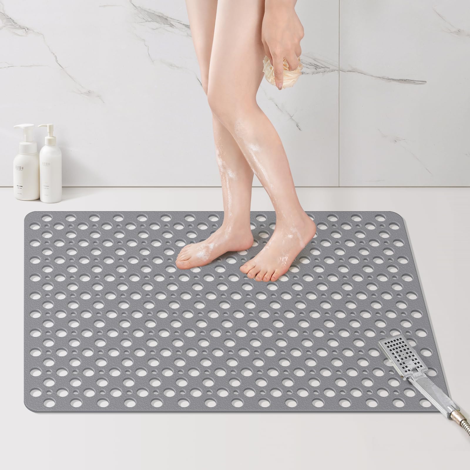 Yolife Large Non-Slip Shower Mat | 60x90cm TPE Bathroom Mat with Suction Cups