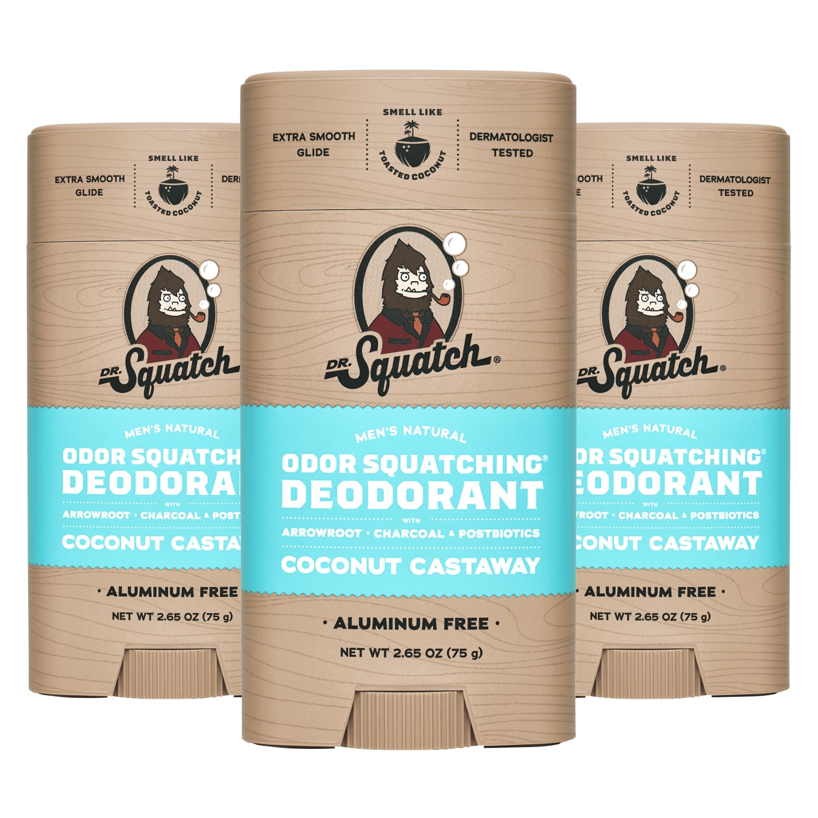 Dr. Squatch Natural Men's Deodorant – Coconut Castaway (3-Pack)