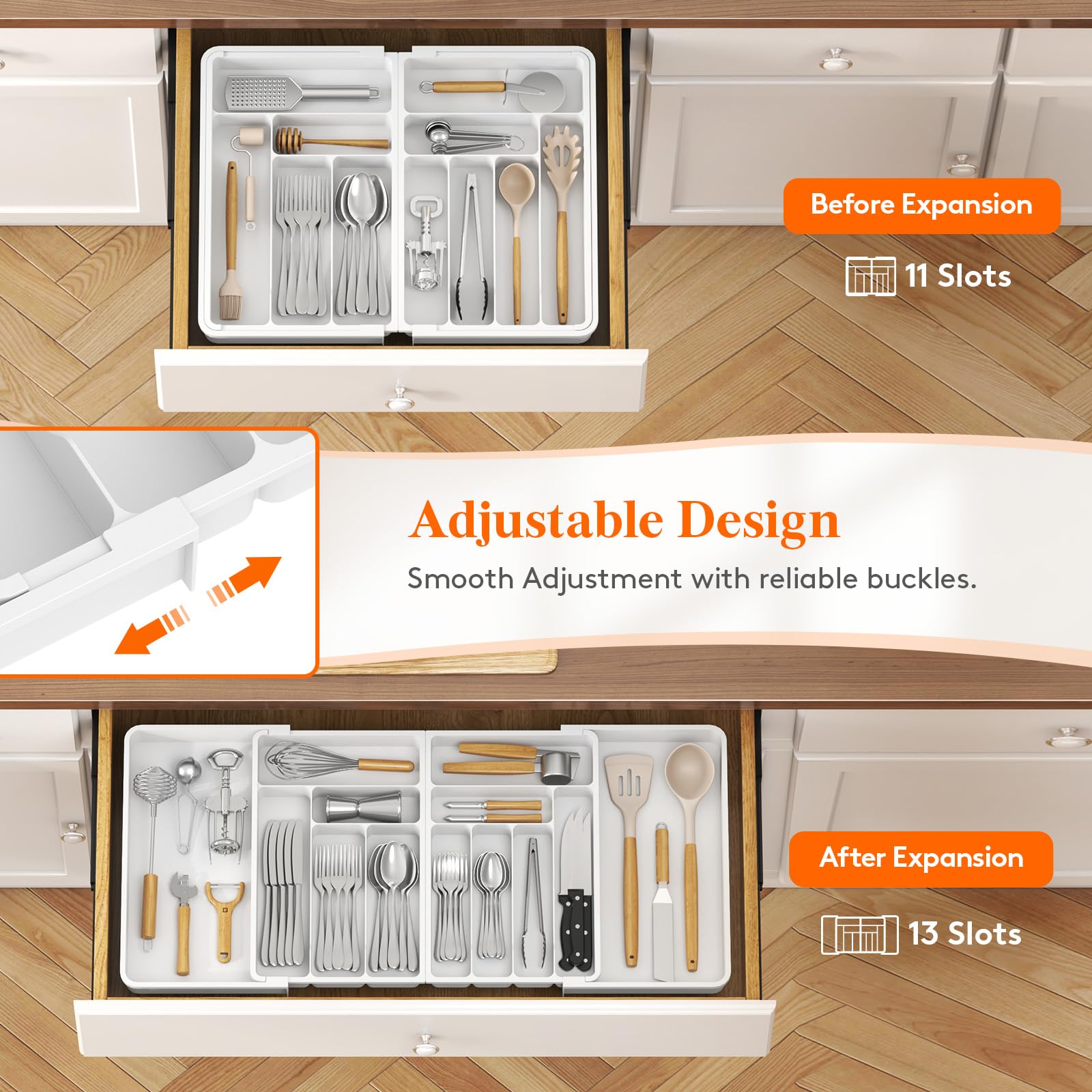 Lifewit Extra Large Cutlery Drawer Organiser | Expandable Utensil Tray