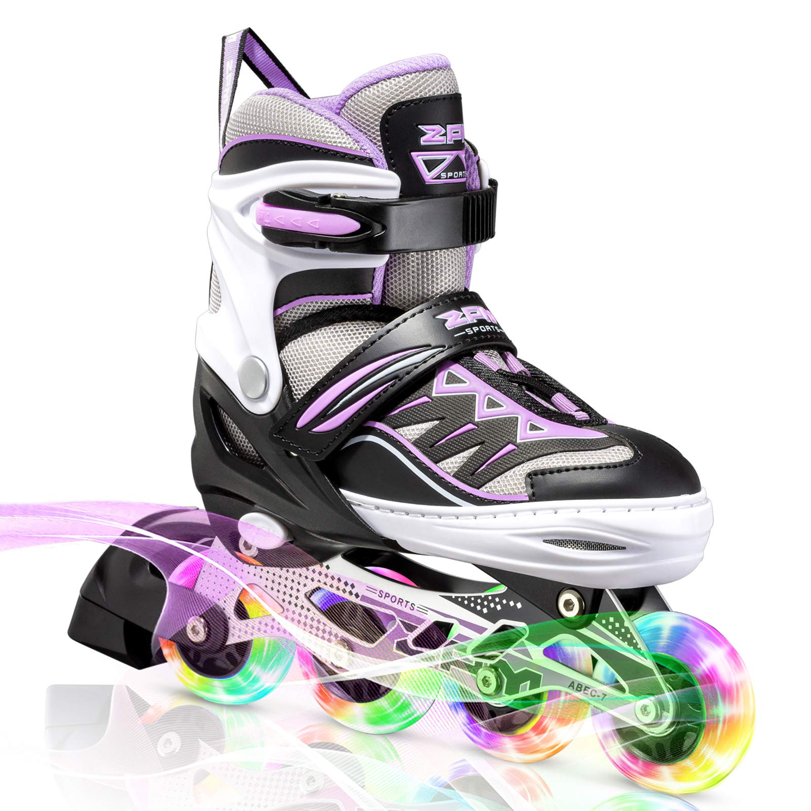 2pm Sports Adjustable Inline Skates | Light Up Wheels for Kids - Purple