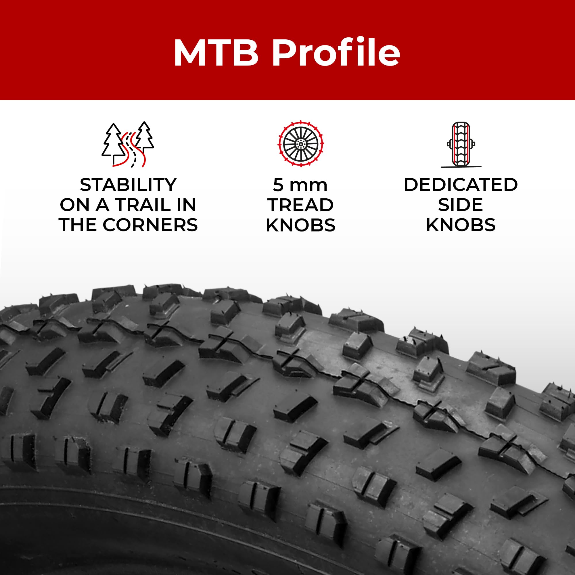 Fincci 26 x 4.0 Fat Bike Tyres - Foldable Pair for MTB & E-Bikes
