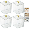 4-Piece Clear Acrylic Cotton Swab and Pad Holder Jars with Lids