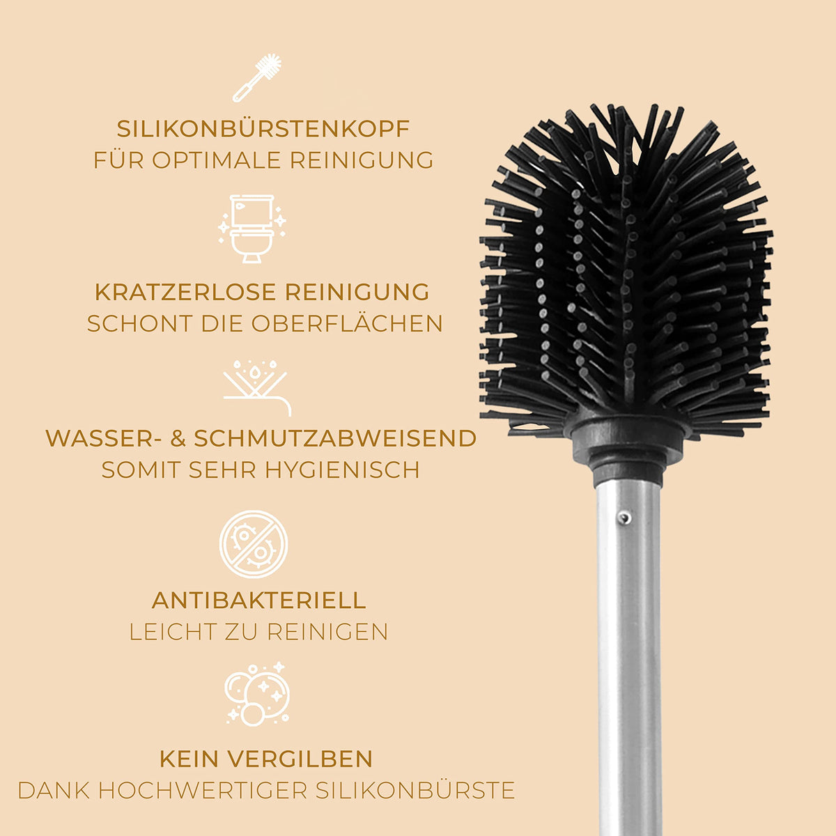 HENNEZ Silicone Toilet Brush with Bamboo Brush Holder - image 5