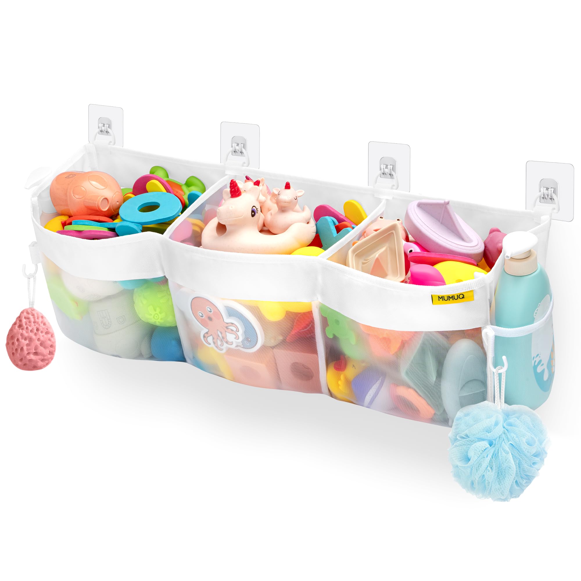 Bath Toy Storage – 3 Compartment Mesh Shower Caddy Bag