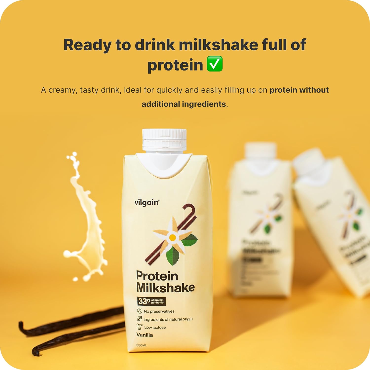 High Protein Milkshake – Low Lactose Vanilla (12x330ml)