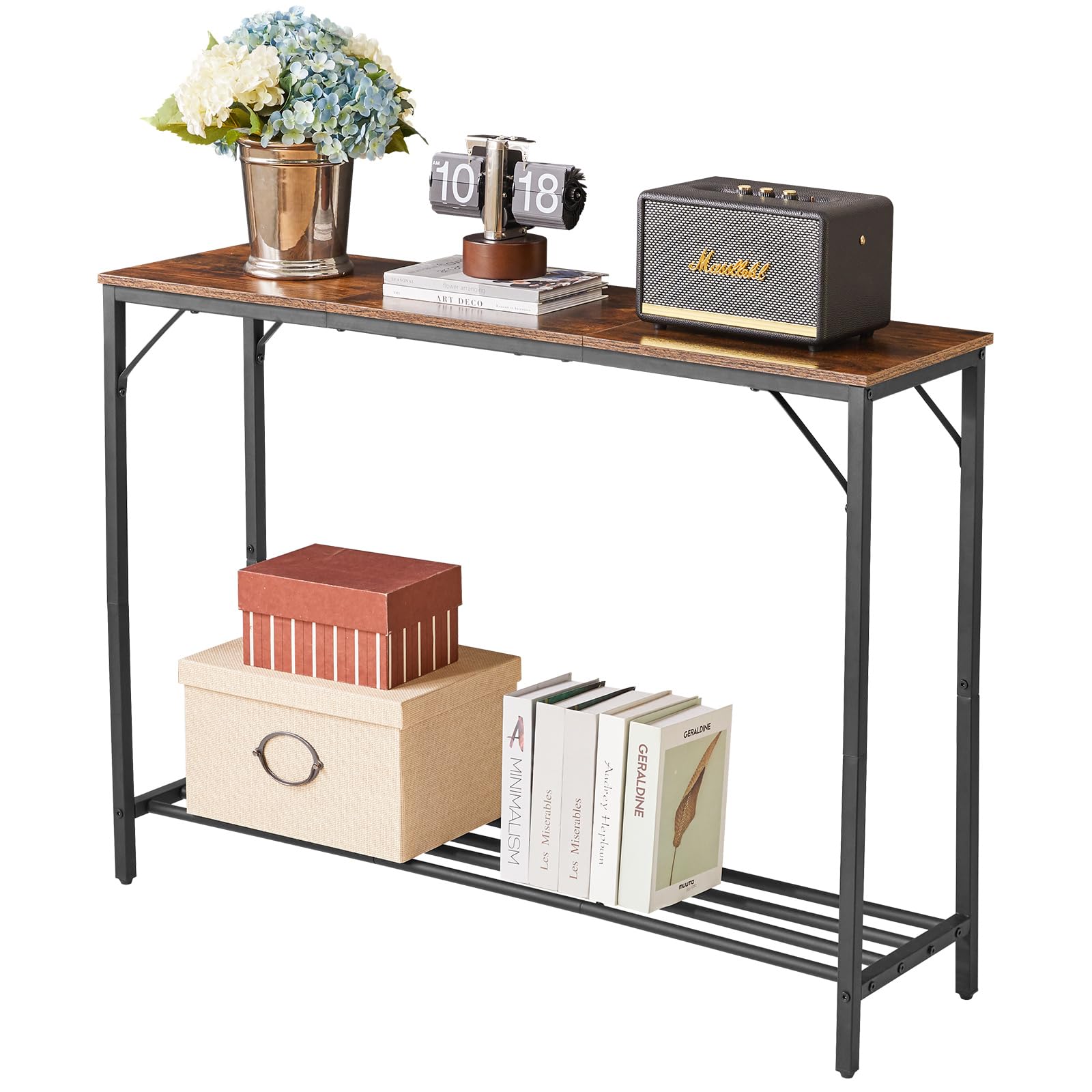 YMYNY Slim Console Table – Industrial Metal Frame Sofa Table for Entryway