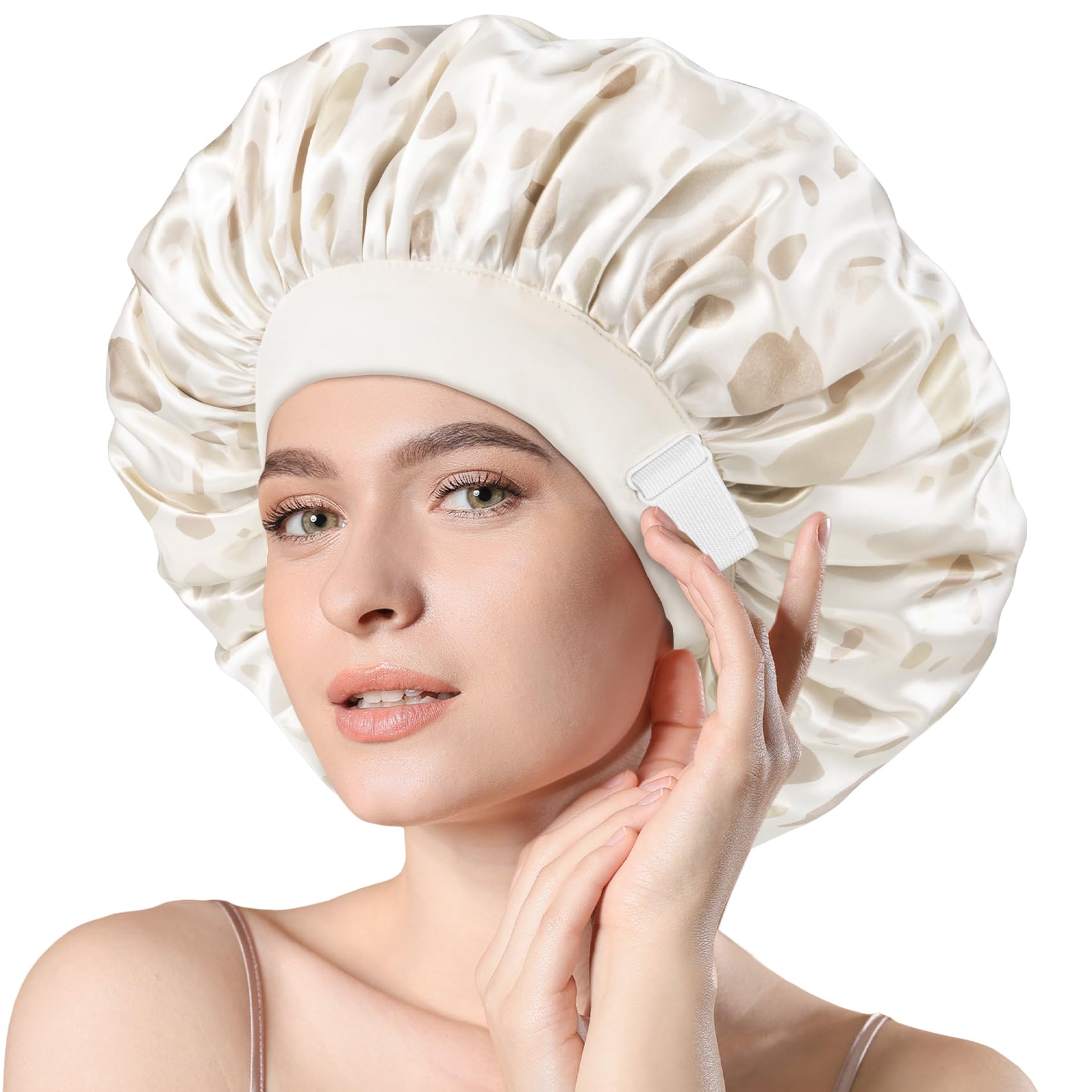 Mikimini Satin Bonnet | Reversible Double Layer Sleep Cap with Elastic Band