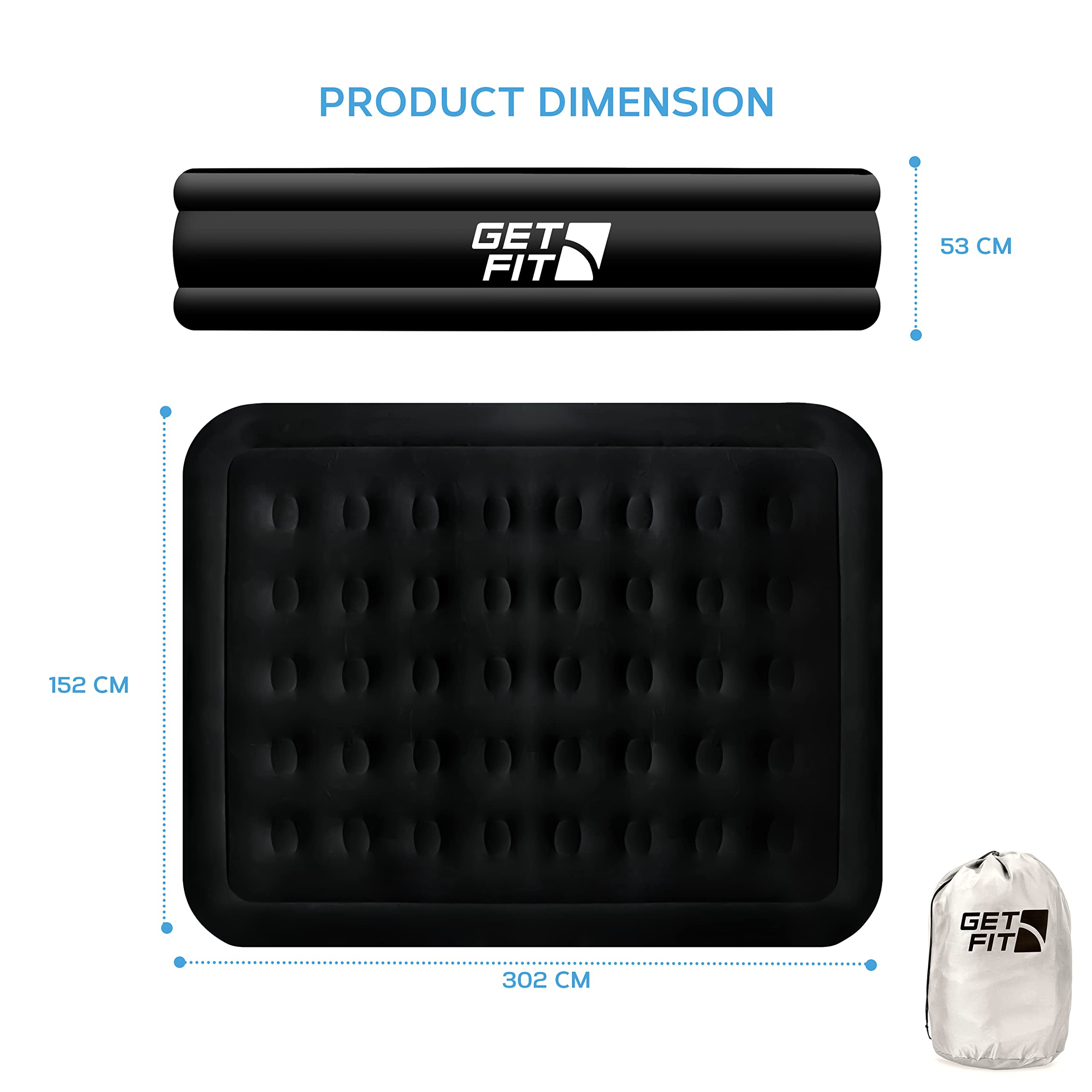 Get Fit King Size Air Mattress with Built-In Pump and 2 Pillows