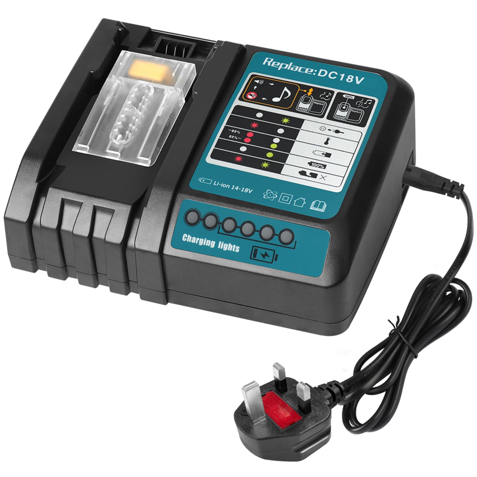 Powarobor Fast Li-ion Battery Charger for Makita 14.4V-18V BL1830 BL1850
