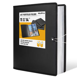Nicpro 11x14 Art Portfolio Folder | 30 Pockets 60 Pages Display Binder