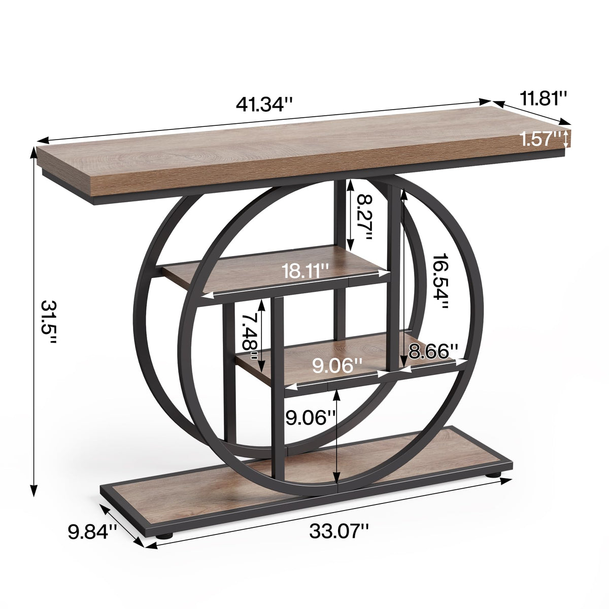 LITTLE TREE Console Table, 4-Tier Entryway Table Behind Couch Table, 41.3-Inch Farmhouse Sofa Table for Living Room, Foyer Hallway Table for Entrance - image 3