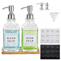 Pollock 2 Pcs 500ml Glass Soap Dispenser with 304 Stainless Steel Pump, Rustproof, Hand and Dish Soap Dispenser, with Labels and Tray, for Bathroom