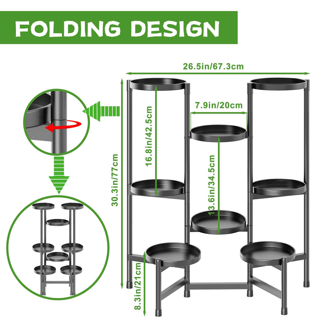 KHayRovies 8-Tier Metal Plant Stand | Adjustable Tall Corner Flower Shelf