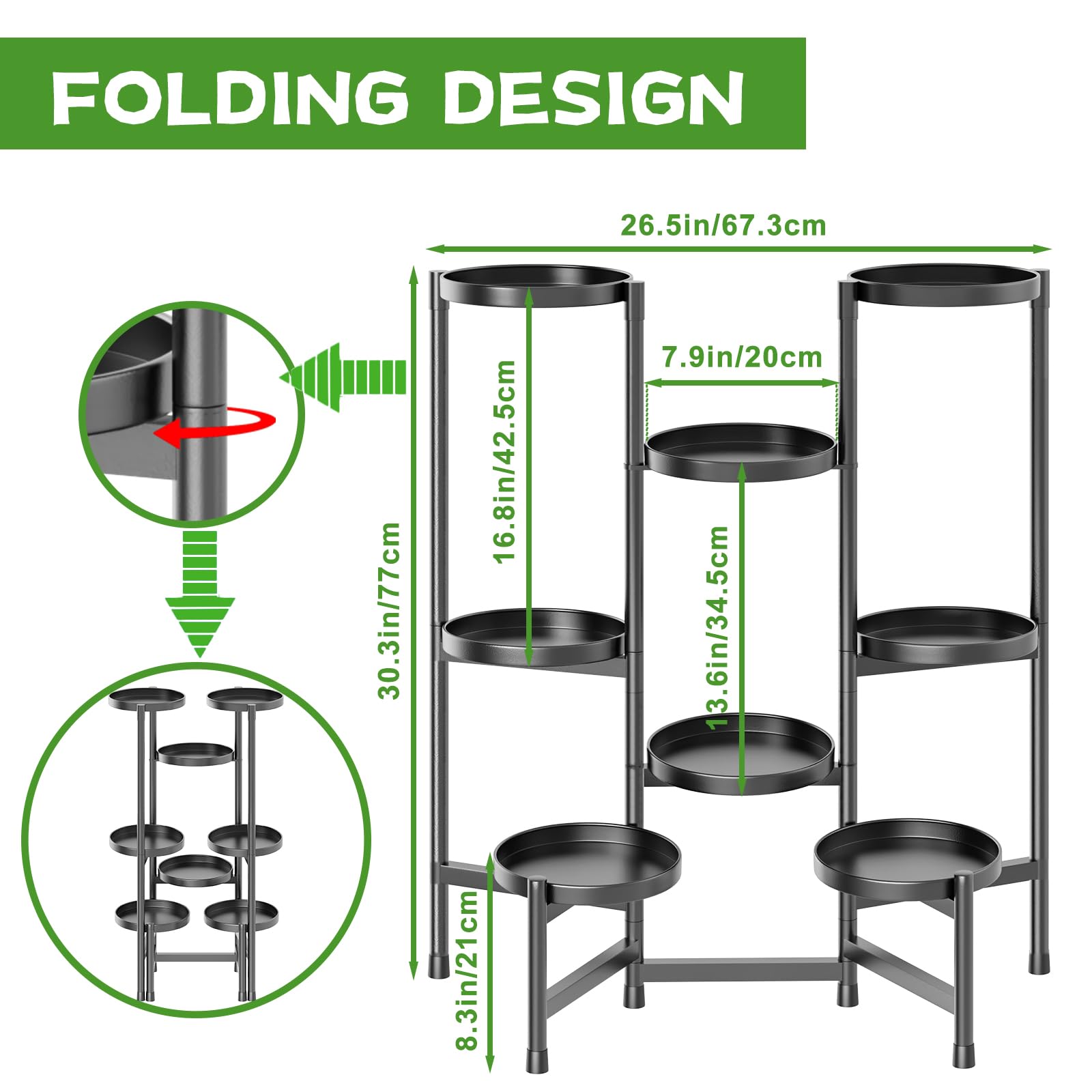 KHayRovies 8-Tier Metal Plant Stand | Adjustable Tall Corner Flower Shelf