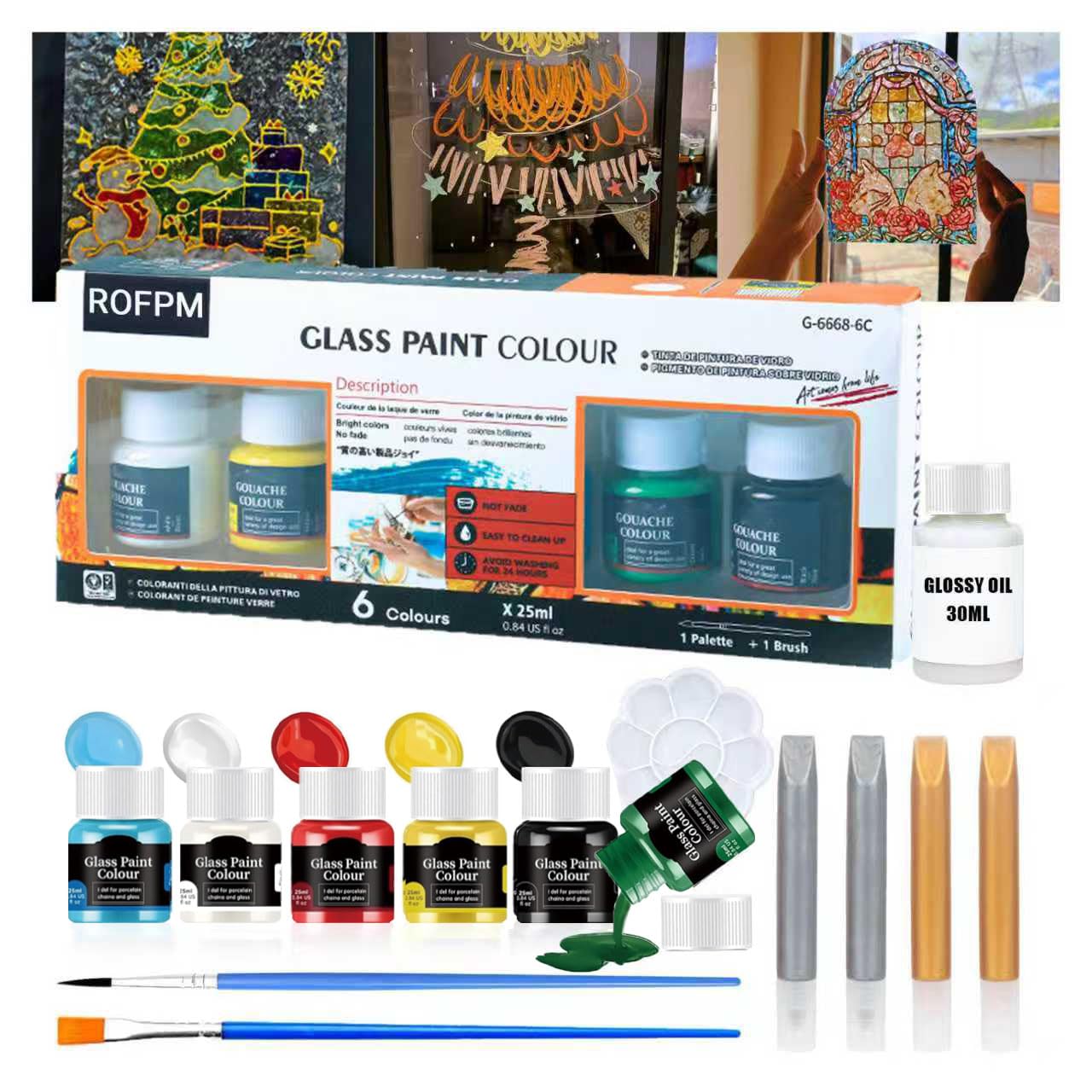 Glass Painting Kit – Stained Glass Effect with Outline Pens