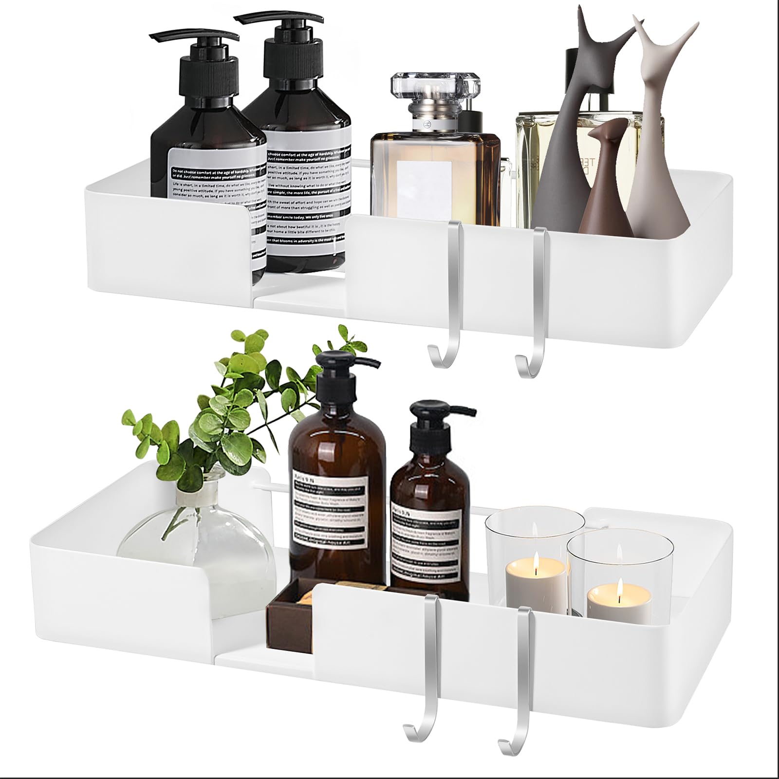 ABCOOL Shower Caddy Set of 2 – No Drill Adhesive Wall Mounted Shelves