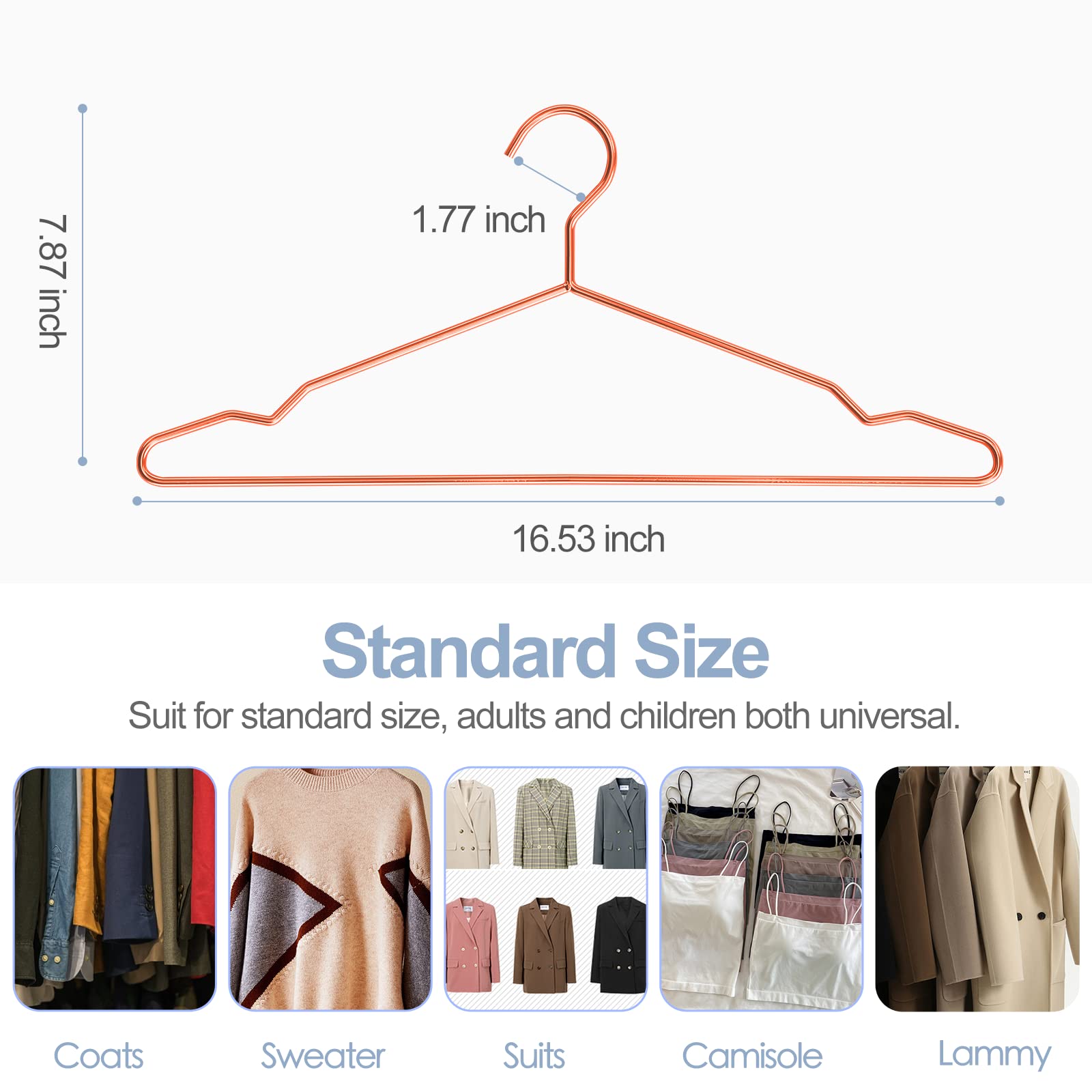 SPECILITE Rose Gold Metal Hangers – 30 Pack Heavy Duty Space Saving