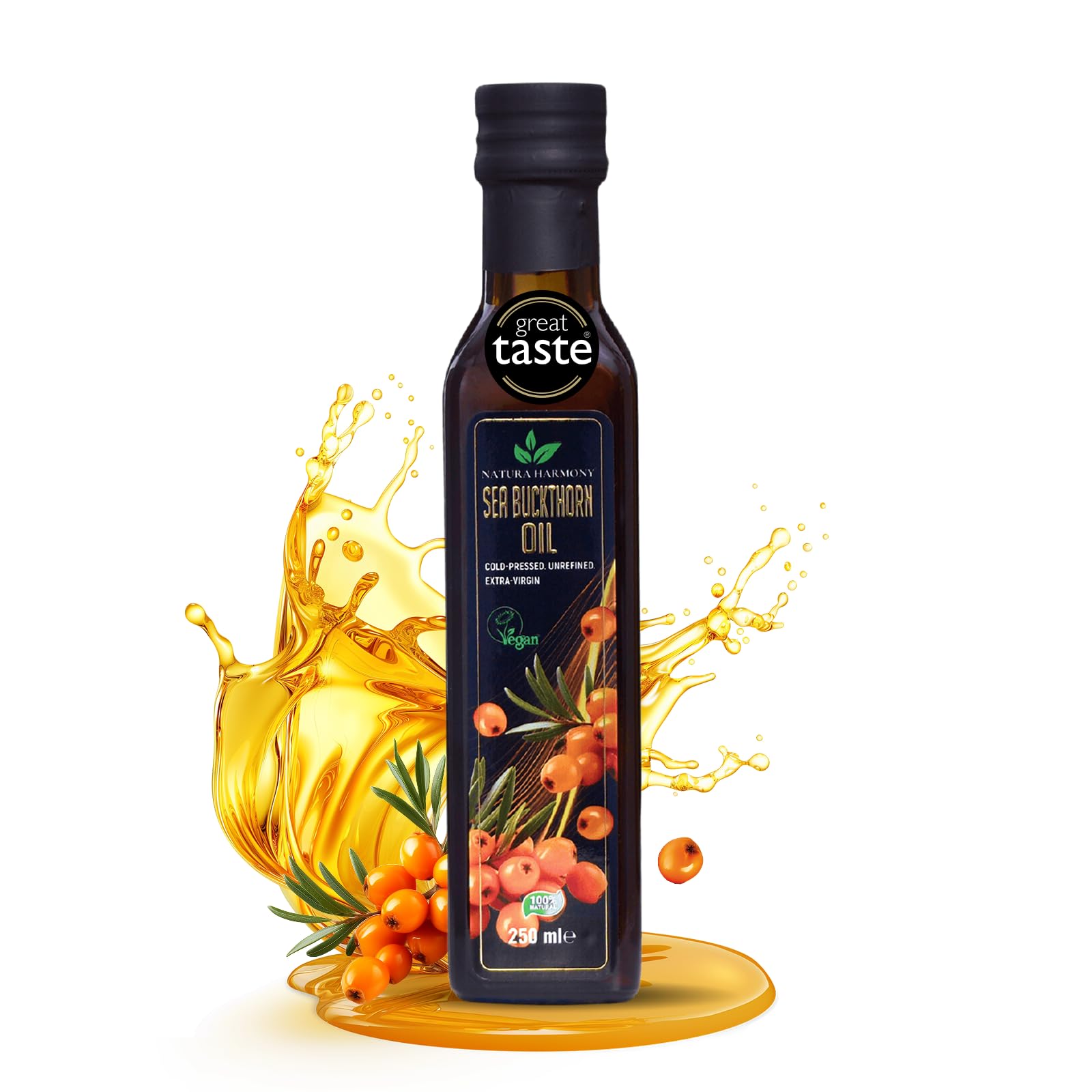 Natura Harmony Sea Buckthorn Oil 250ml | Cold-Pressed Omega-7 & Vitamin C
