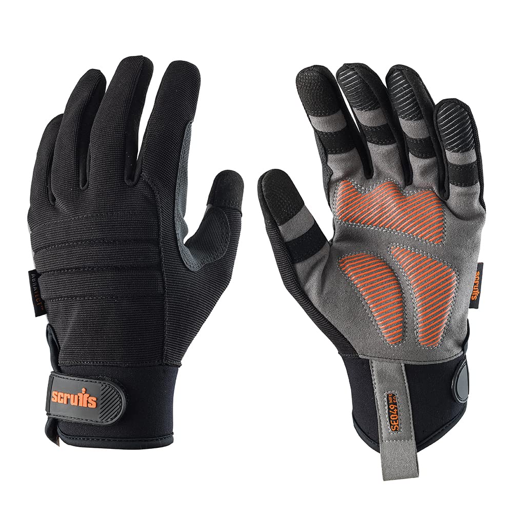 Scruffs Trade Work Gloves – Padded Touchscreen Safety Gloves, Black