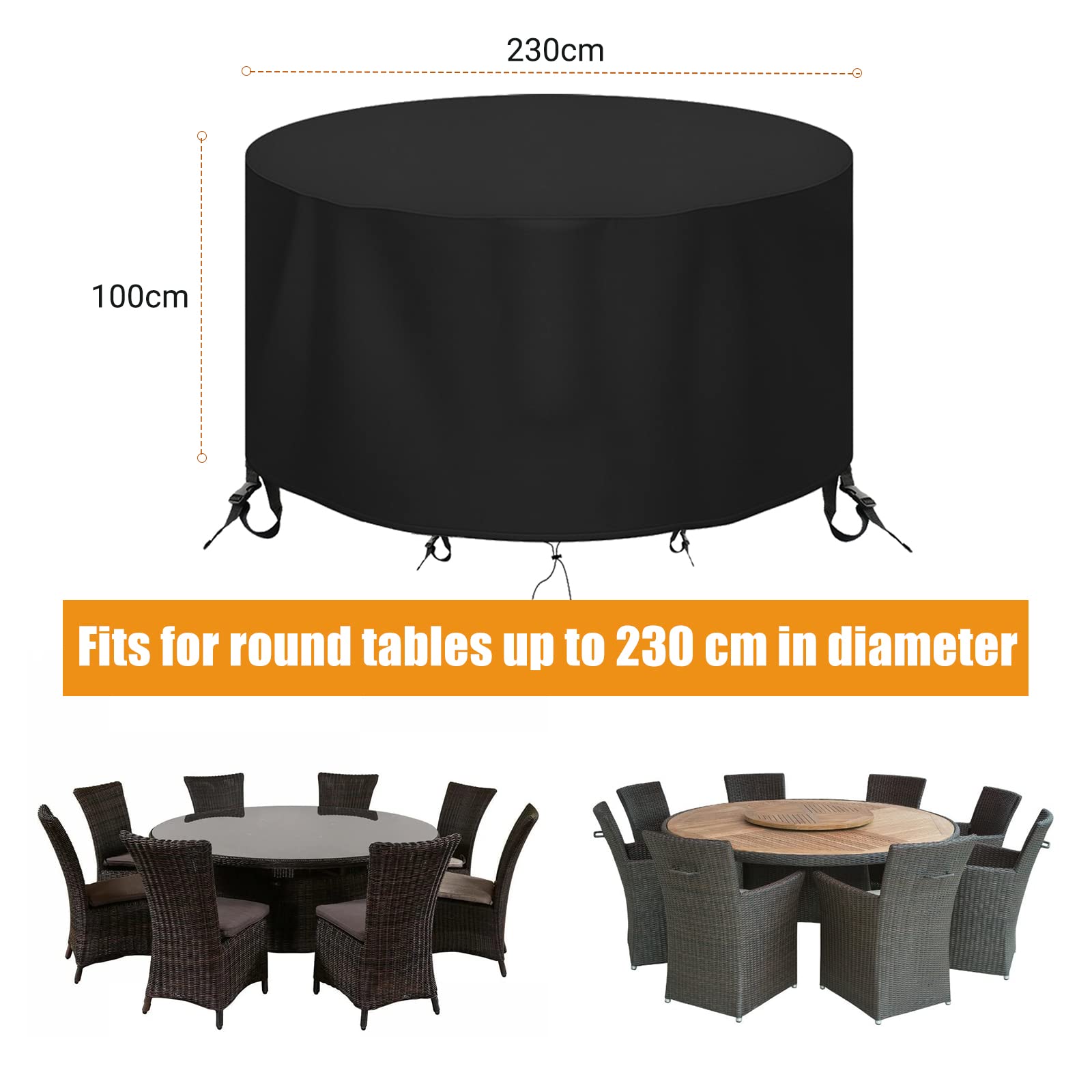 Jolof Store Round Patio Table Cover – Heavy Duty 600D Waterproof Oxford
