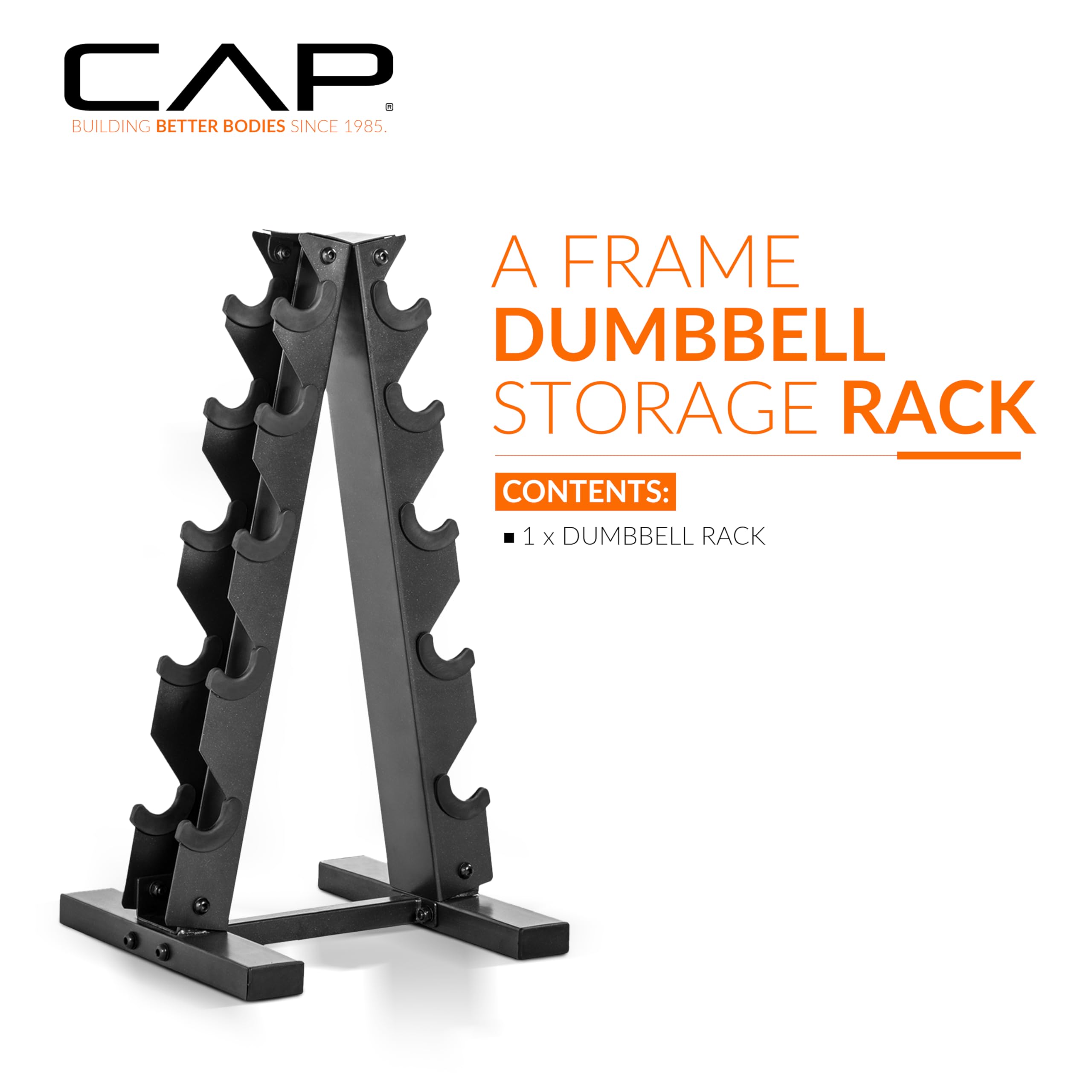 CAP Barbell A-Frame Dumbbell Rack | 5-Pair Steel Weight Storage, Carbon