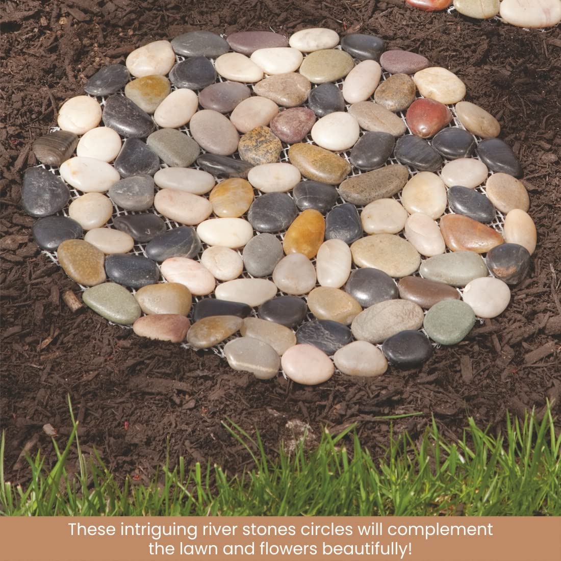 Bits and Pieces 12" Riverstone Round Stepping Stones – Set of 3
