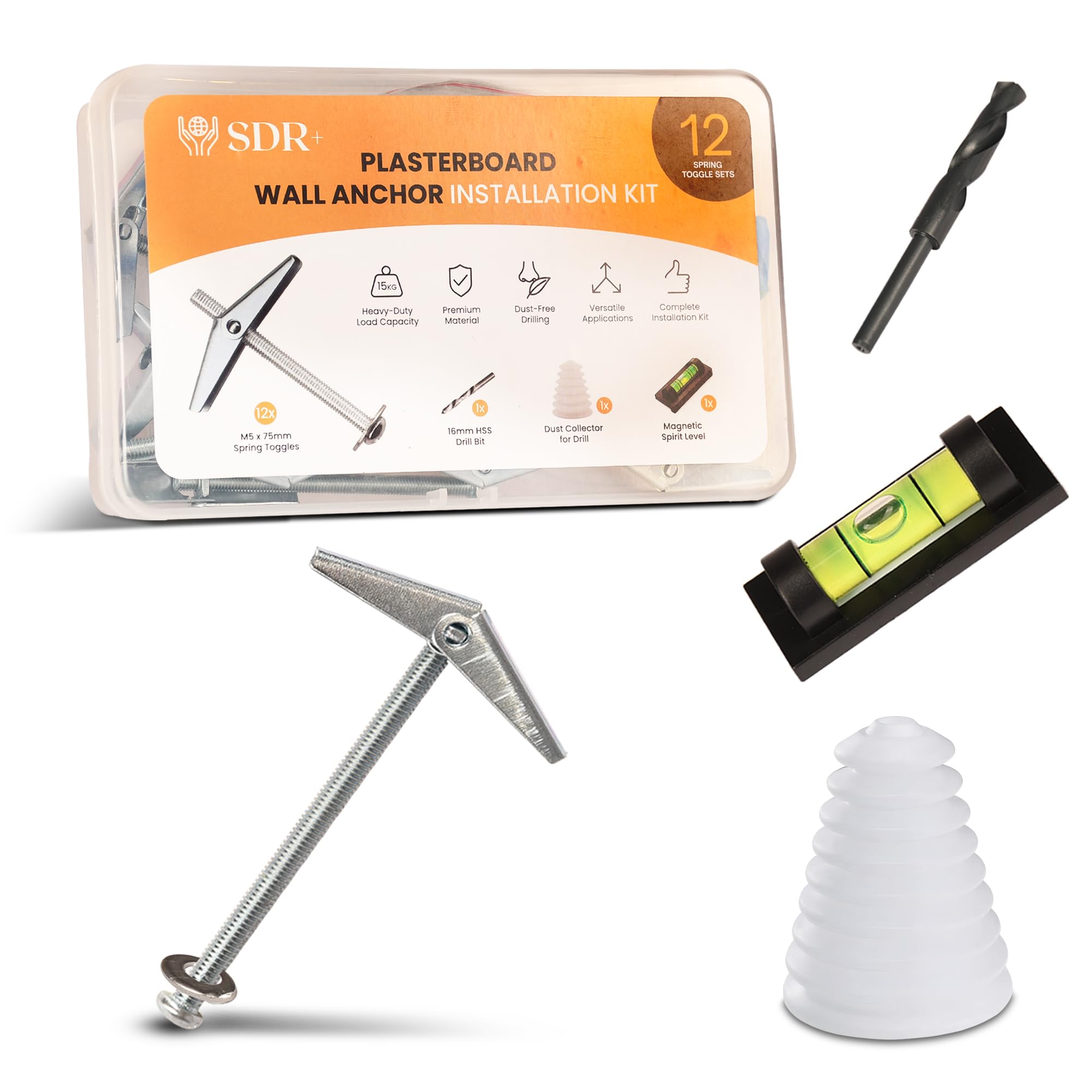 Jolof Store Heavy Duty M5 Spring Toggle Bolts Plasterboard Anchor Kit