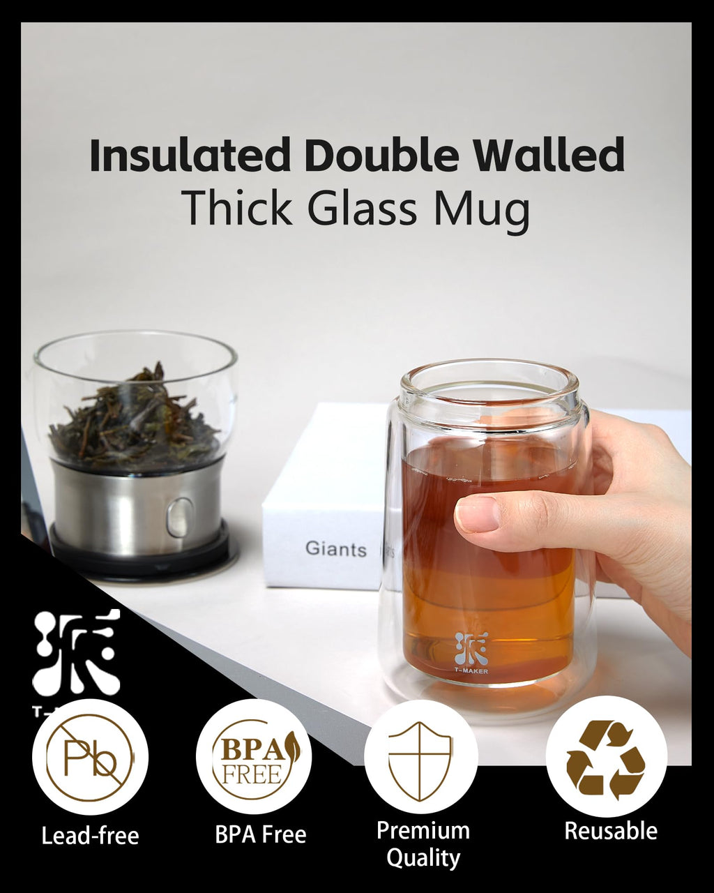 ZENS One Touch Glass Tea Infuser Teapot – 270ml Gongfu Brewer with Case