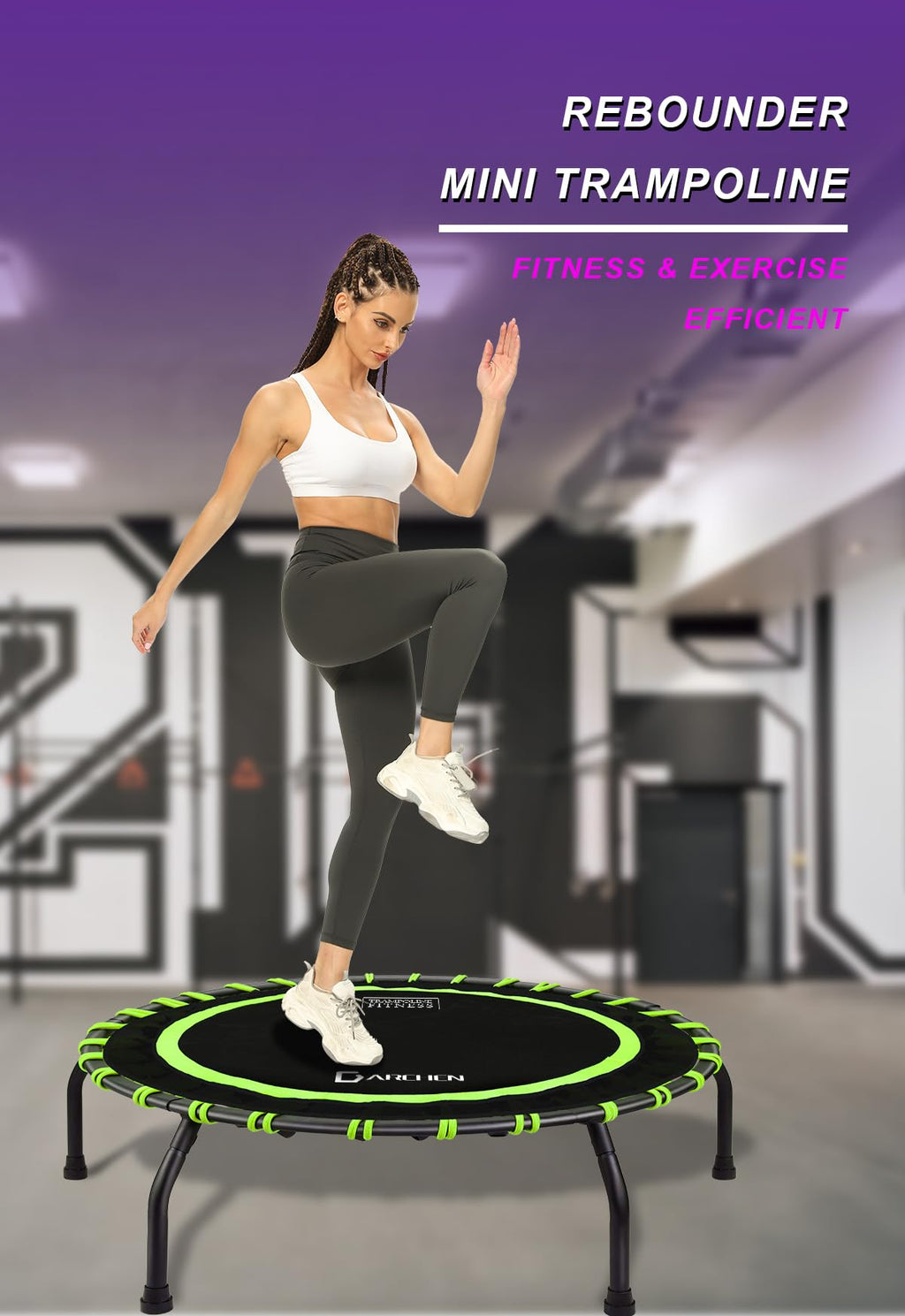 DARCHEN Mini Rebounder Trampoline – 150KG Bungee Fitness Workout, 100cm
