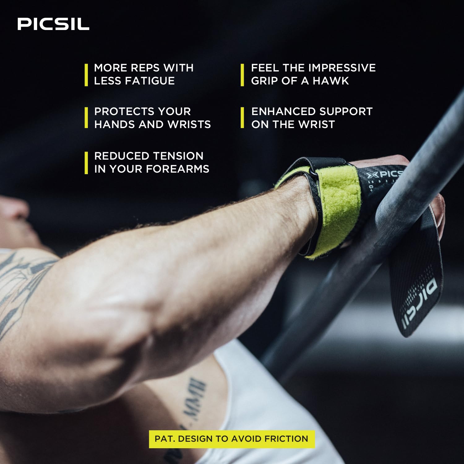 PICSIL Hawk Holeless Hand Grips – Chalkless Cross Training Gloves