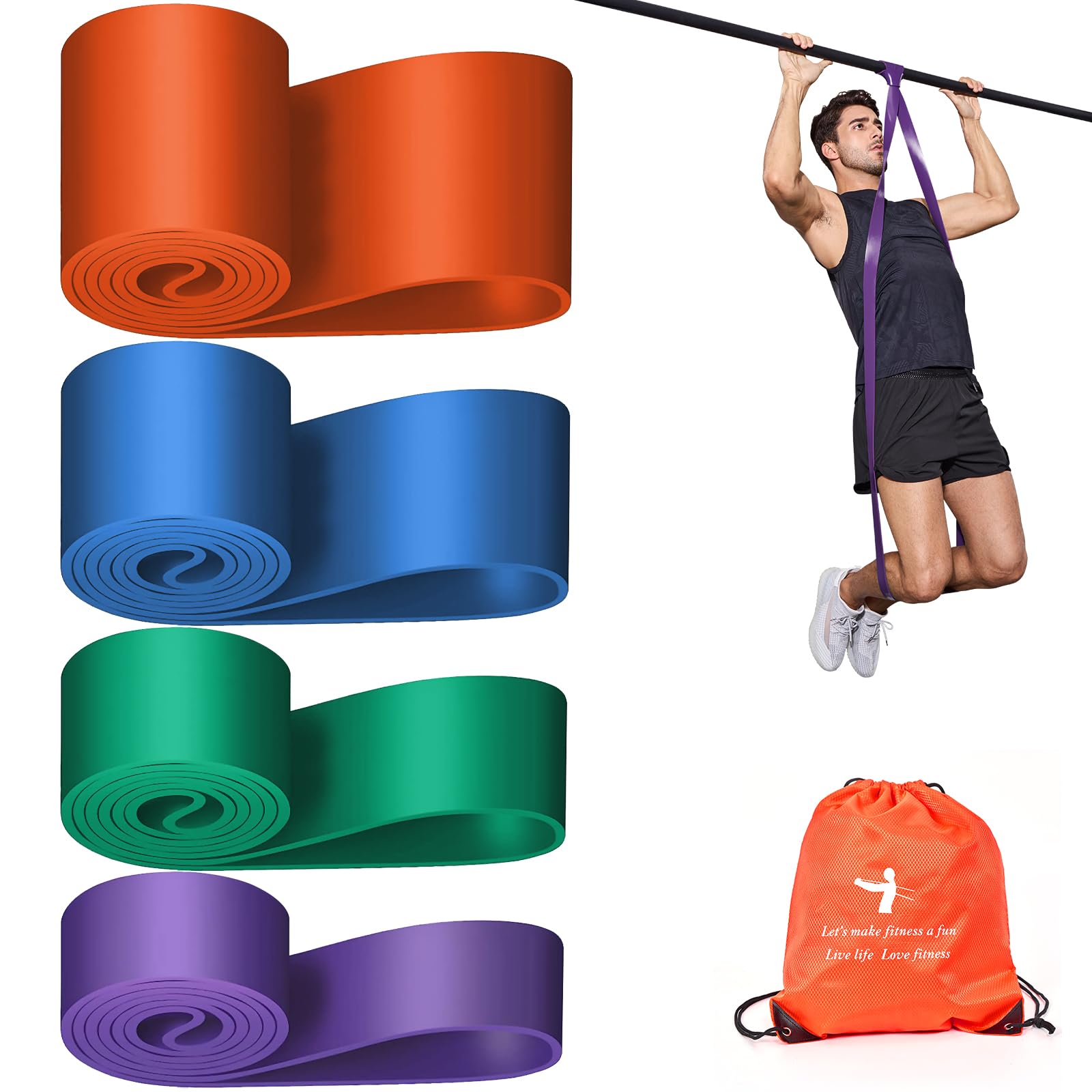 PYHIGH Pull Up Assistance Bands Set – 70-230 lbs Natural Rubber Gym Bands