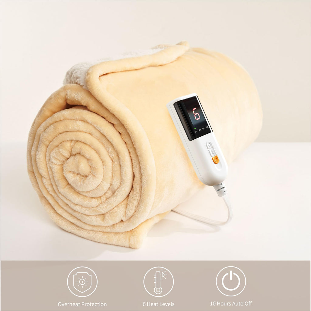 GOTCOZY Heated Blanket Electric Throw – Silky Plush 130x160cm (Green)